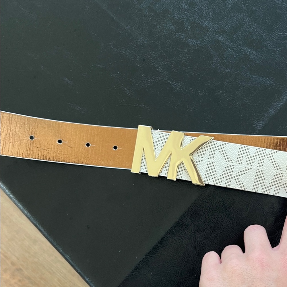 Michael Kors Gold and White Belt